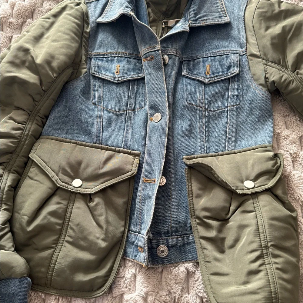 Denim and Olive Green Jacket - Picture 4 of 7
